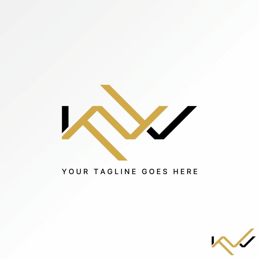 Logo design graphic concept creative premium abstract stock unique letter initial KW font line connected. Related typography monogram branding vector