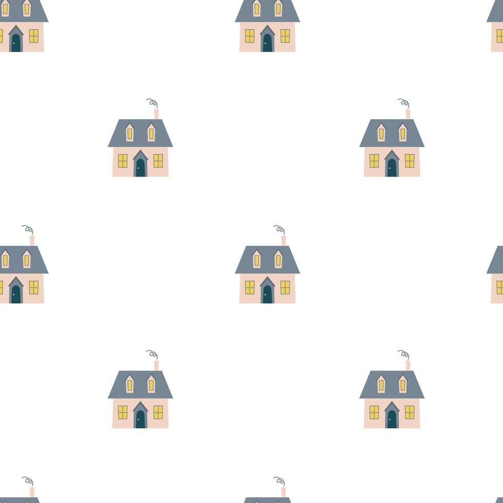 Cute country house seamless pattern vector
