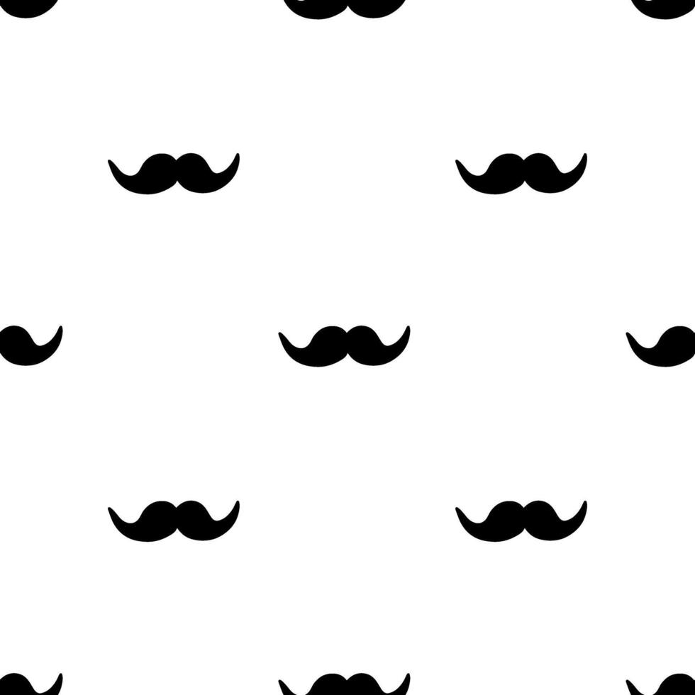 black mustache seamless pattern on white background vector