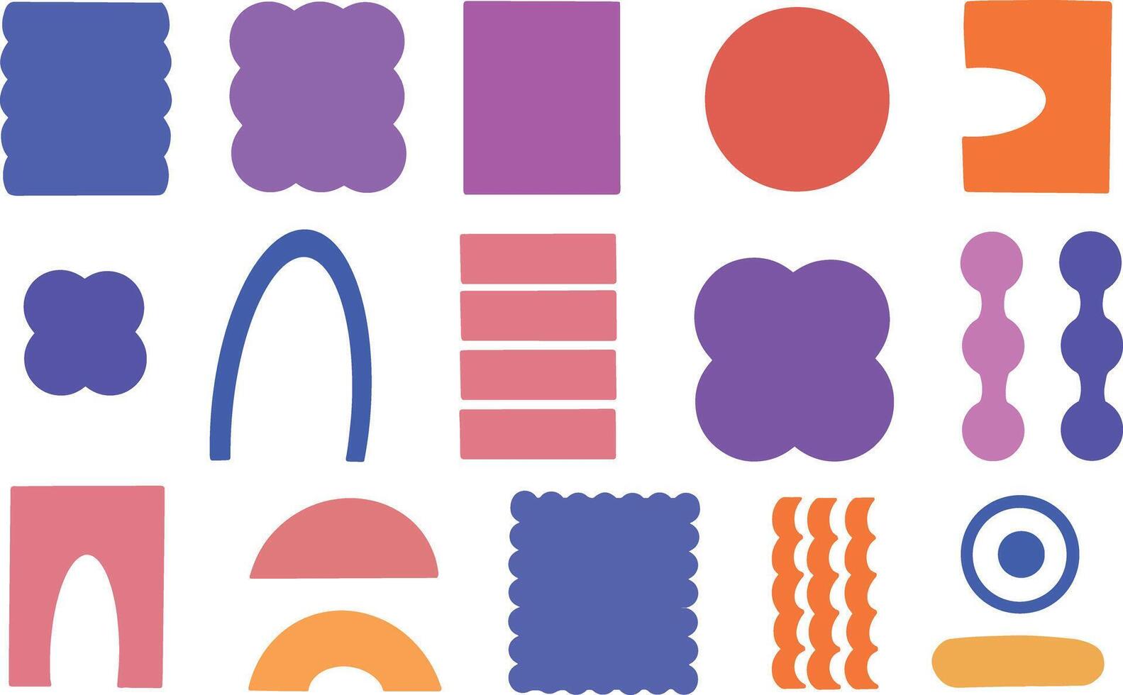 Abstract geometric shapes and icons. Brutal modern contemporary figure vector