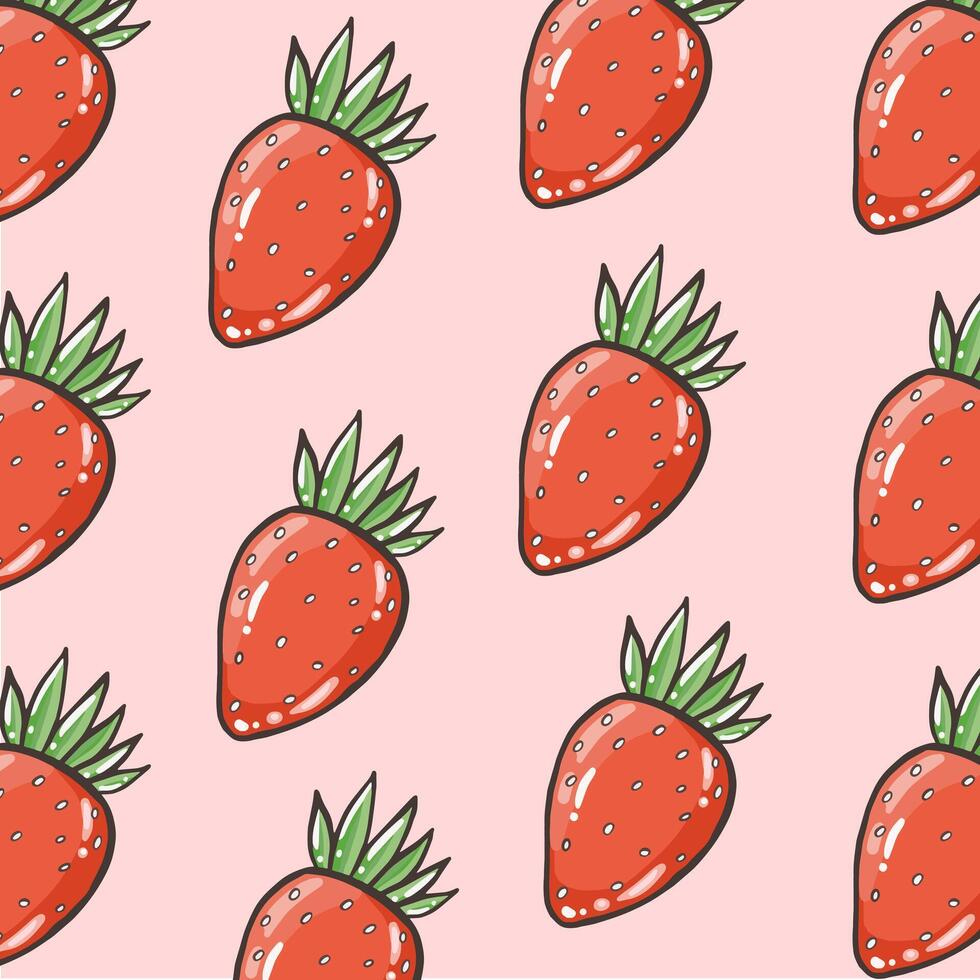 Hand drawing strawberry pattern illustration . vector