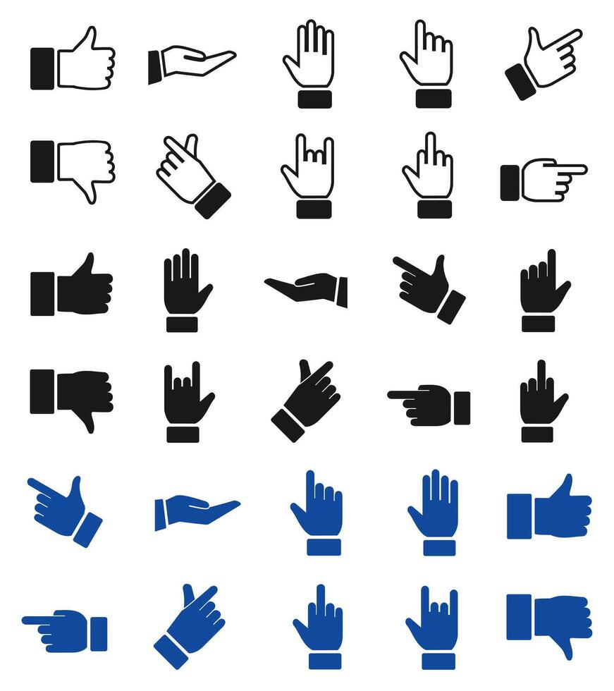 Hand gesture icon set vector