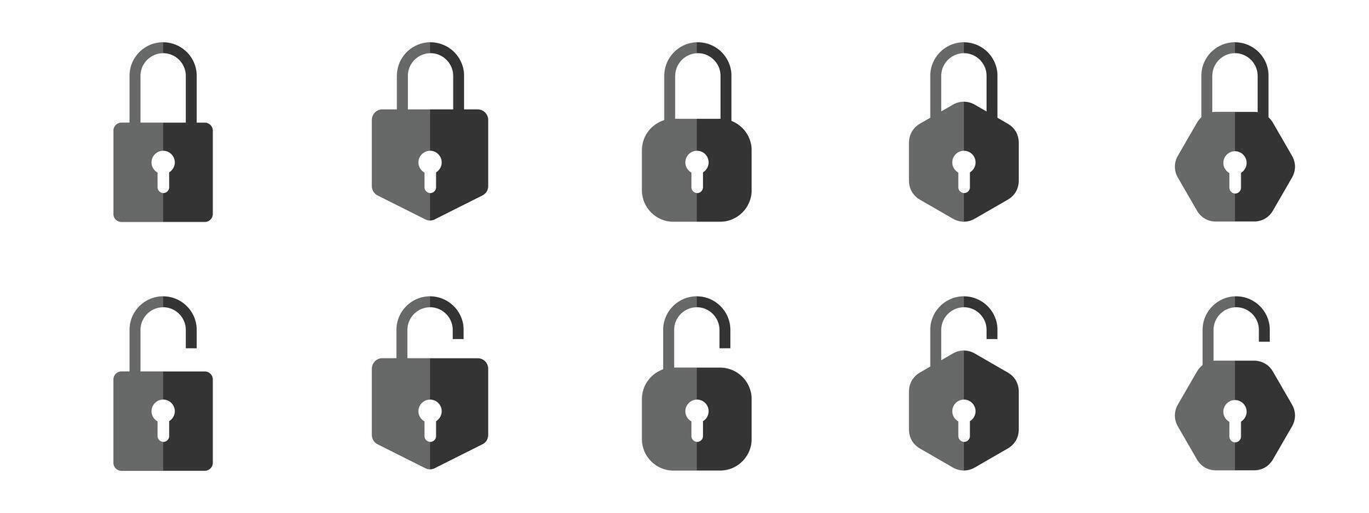 Padlock icon set, eps 10. vector