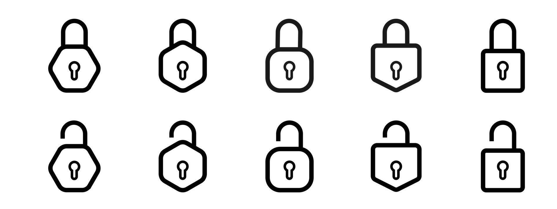 Padlock icon set, eps 10. vector