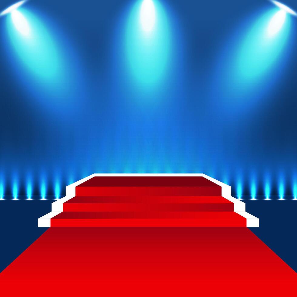 awards podium stage. Spotlight lights and a dark blue background vector