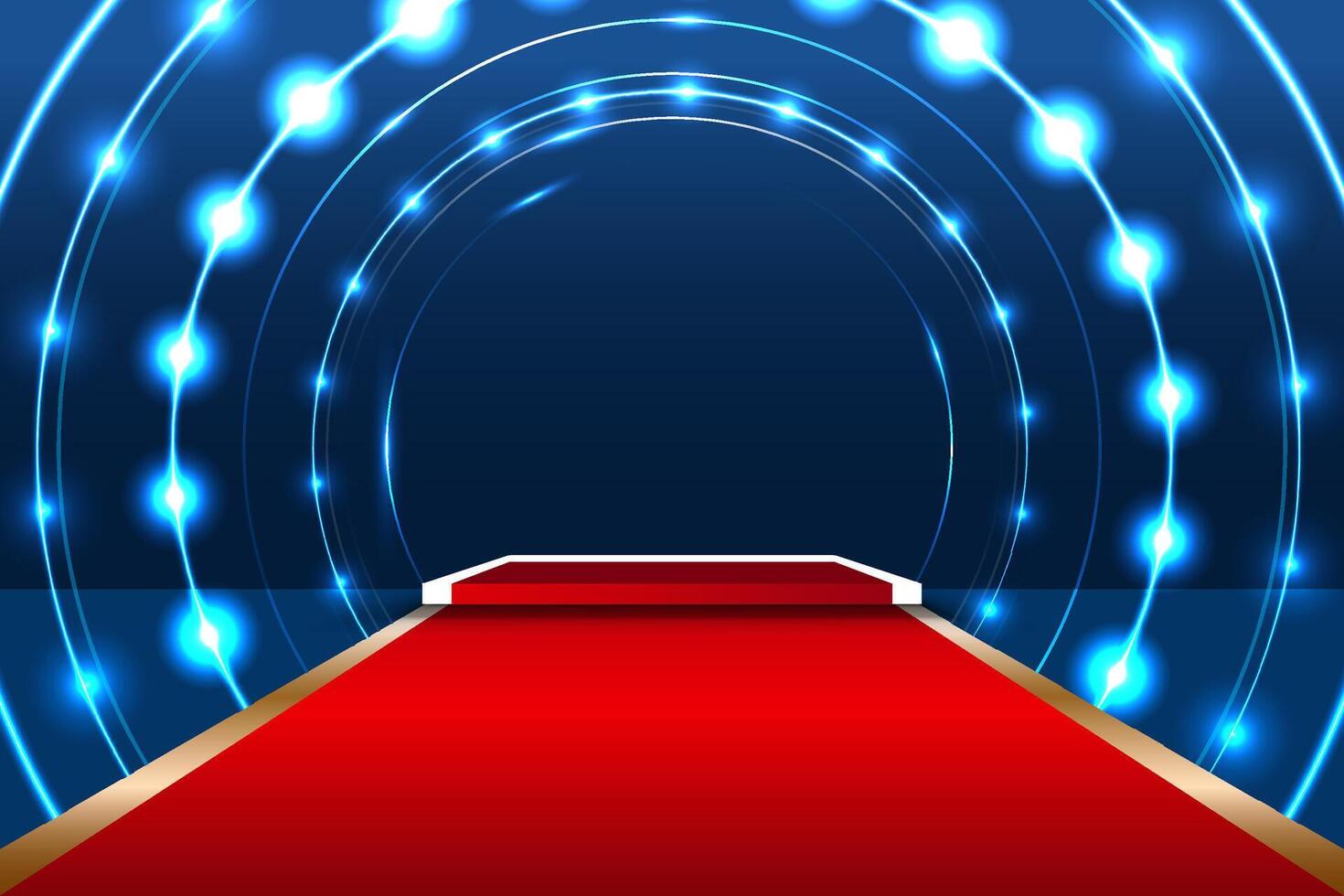 awards podium stage. Spotlight lights and a dark blue background vector