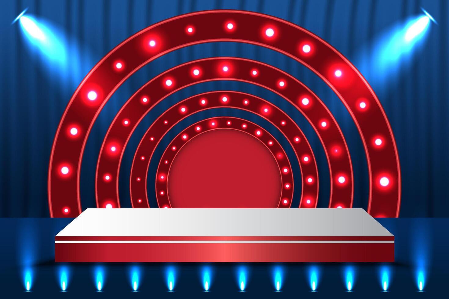 awards podium stage. Spotlight lights and a dark blue background vector