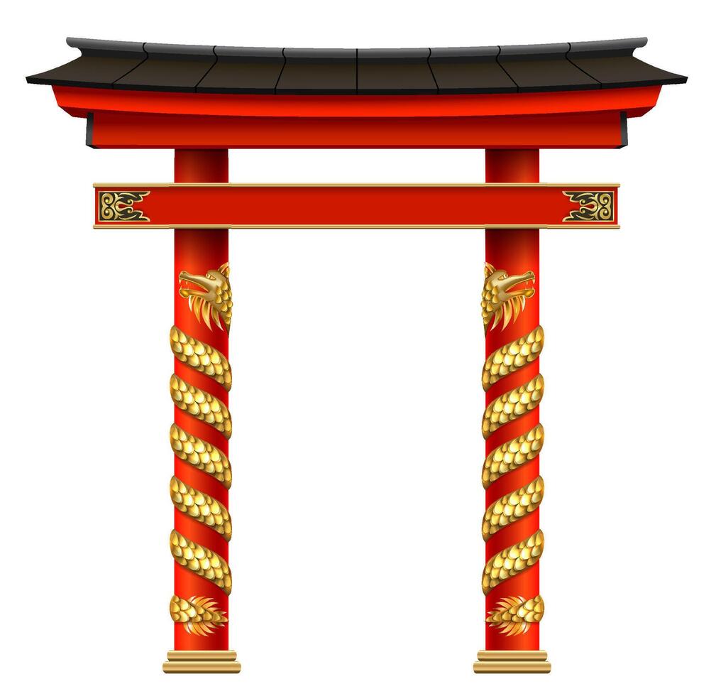 japonés o oriental tradicional tori portón vector