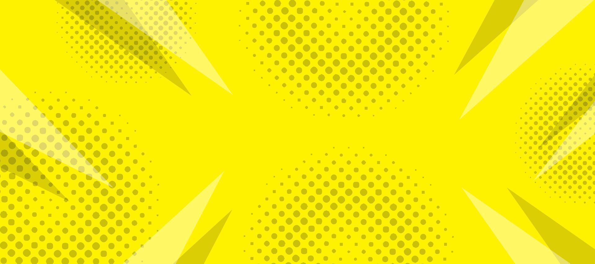 Abstract yellow comic style background. Pop art halftone banner illustration design vector