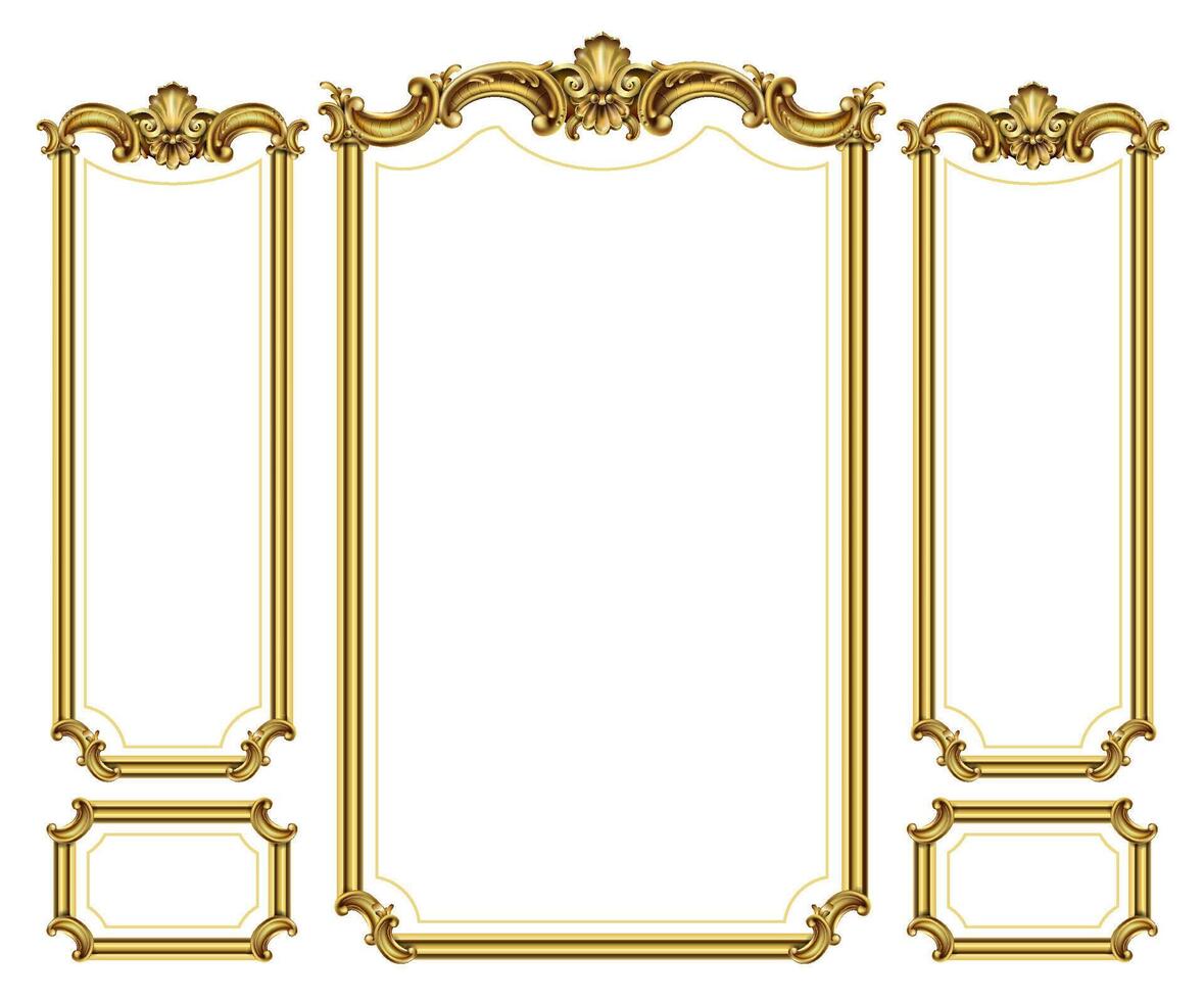 facade. Golden panel baroque cabinet wall vector