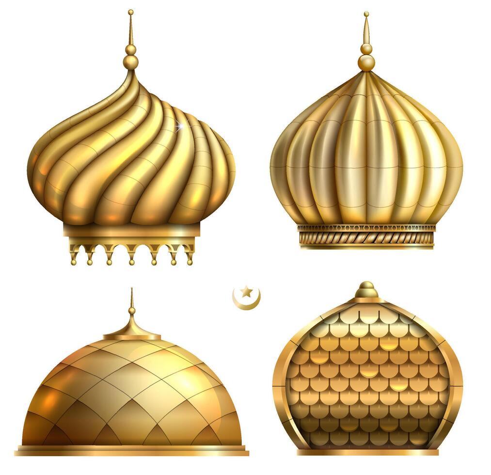 conjunto de oriental dorado domos vector