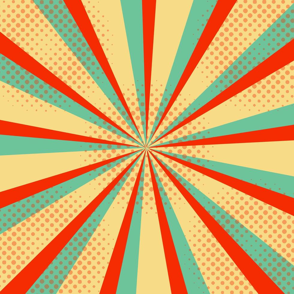 Retro sunburst background stripes pattern concept. Comic pop art poster design. illustration vector