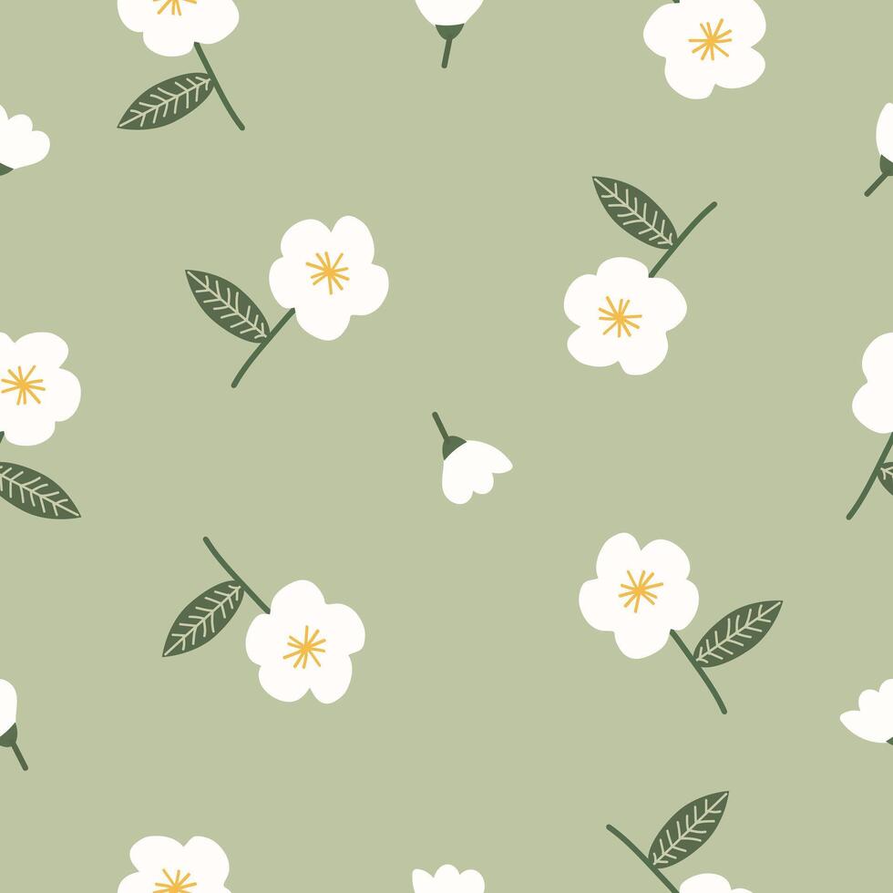 Seamless hand drawn pastel floral pattern background vector