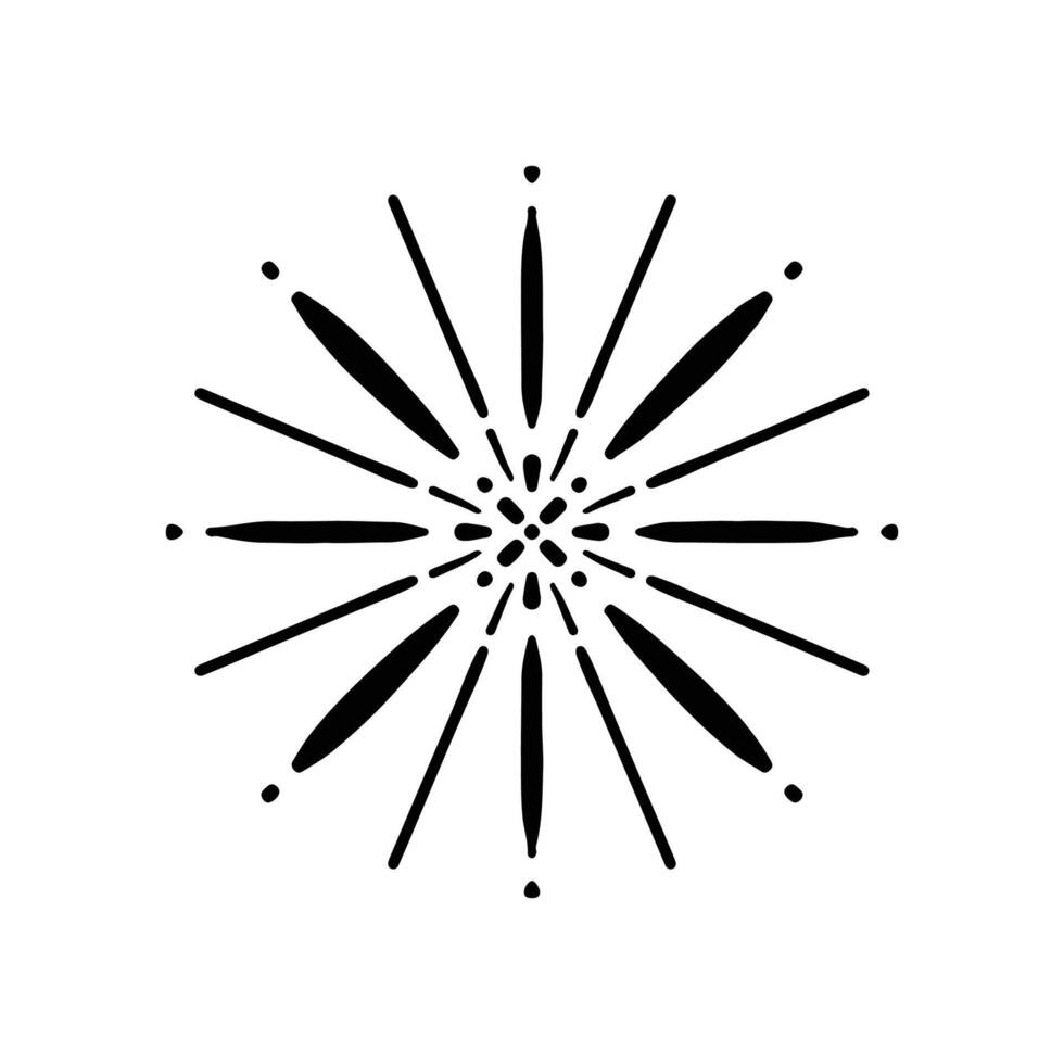 Firework line icon. Exploding festival fireworks set, Isolated on white background. Flat doodle style. Design concept for holiday banner, poster, flyer, greeting card, decorative elements vector