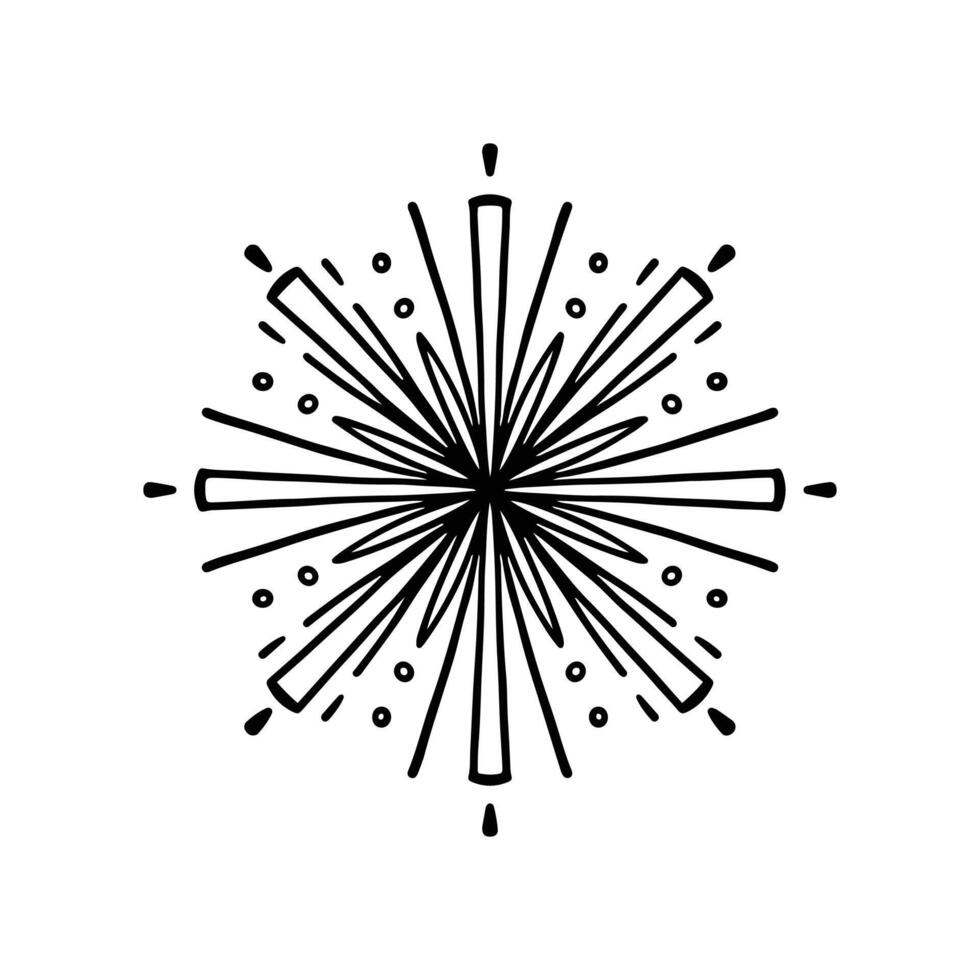 Firework line icon. Exploding festival fireworks set, Isolated on white background. Flat doodle style. Design concept for holiday banner, poster, flyer, greeting card, decorative elements vector