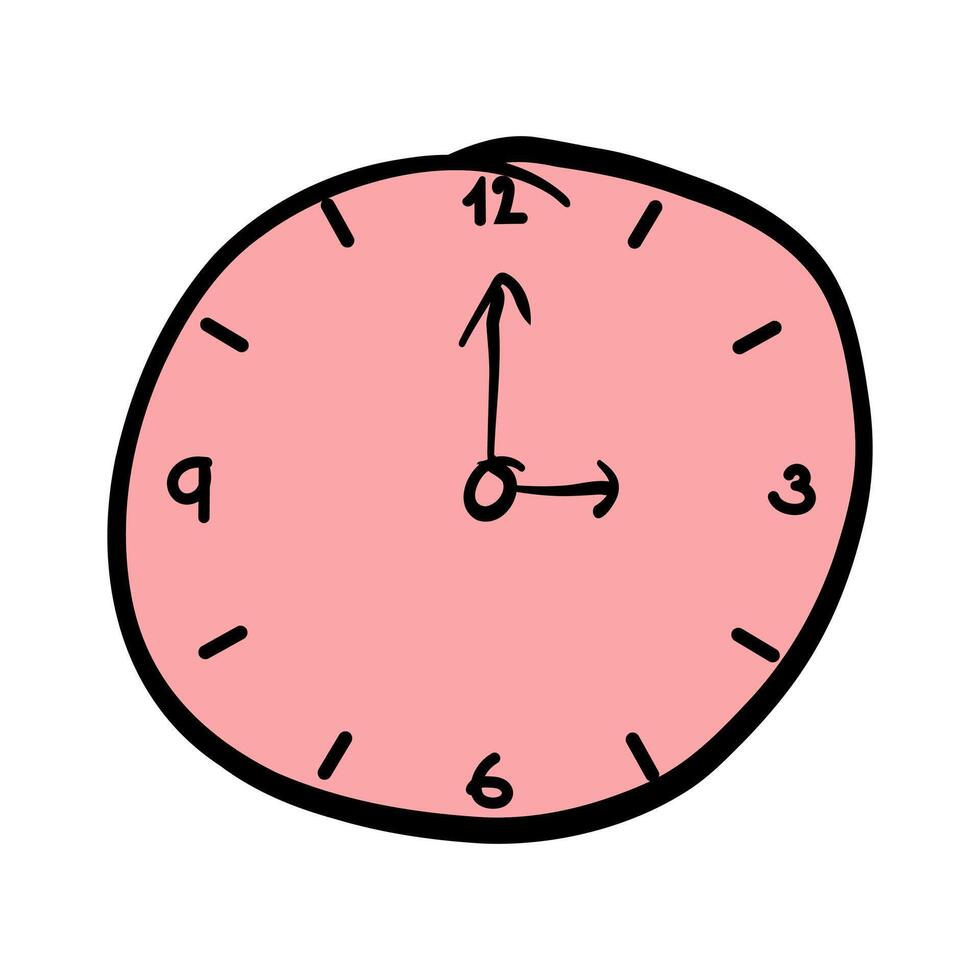 reloj icono con garabatear mano dibujado estilo en blanco antecedentes. vector