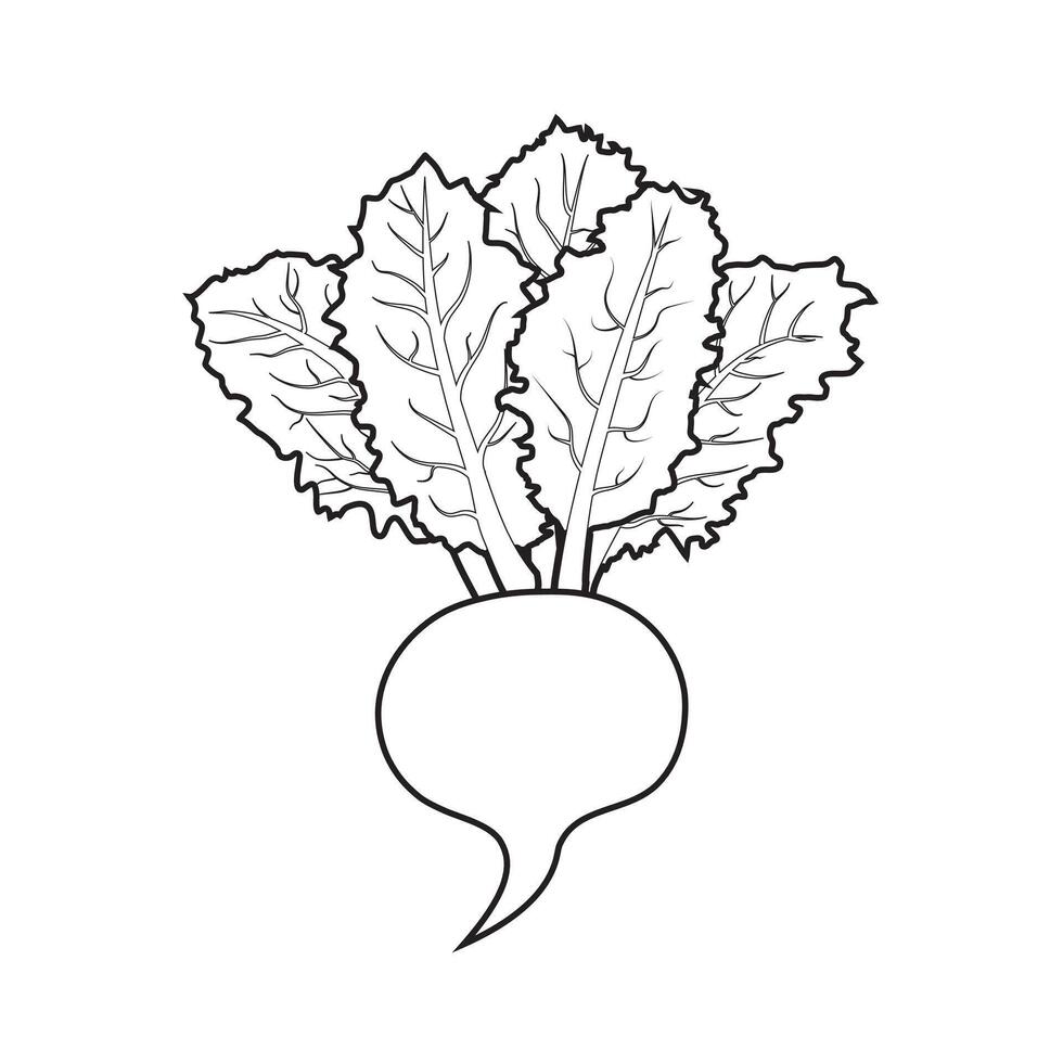 Beetroot with Leaves. Woodcut radish or beets. beet vegetable cartoon for web banner. Editable stroke. illustration EPS 10. vector