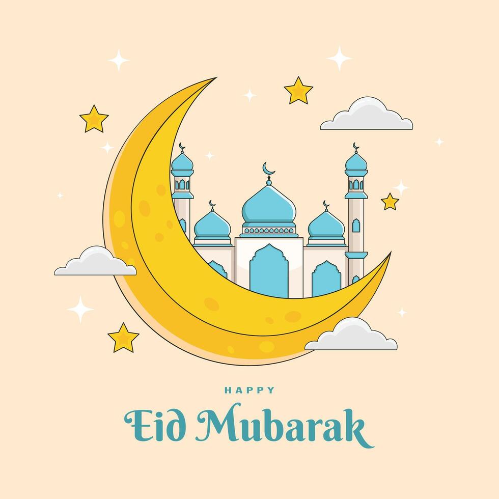 eid Mubarak antecedentes diseño ilustración. para saludo tarjeta póster, social medios de comunicación enviar y bandera. vector