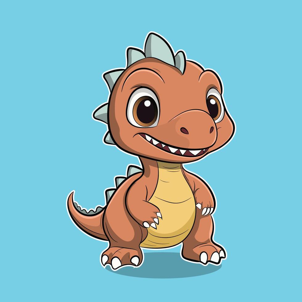 ilustración de dinosaurios linda dibujos animados. rugido tiranosaurio rex vector