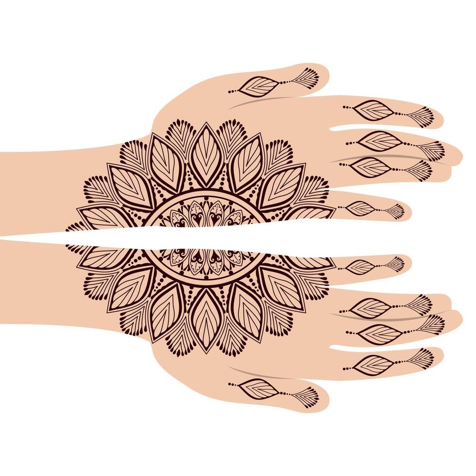 mehndi hands for wedding invitation cards vector