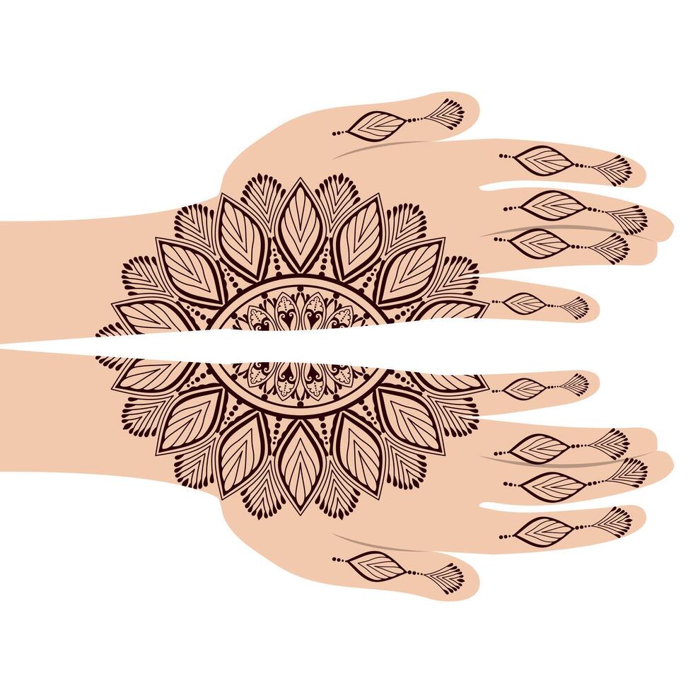 mehndi hands for wedding invitation cards vector