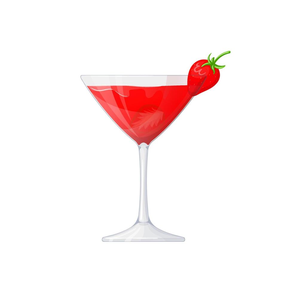 fresa daiquiri cóctel. alcohólico beber, mano dibujado en dibujos animados estilo. vector