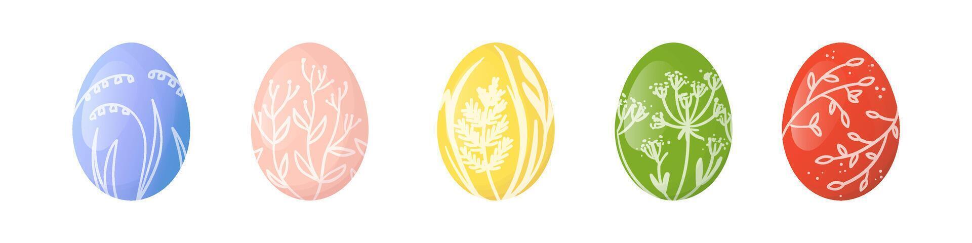 conjunto de dibujos animados diseño Pascua de Resurrección huevos en un blanco antecedentes. vector