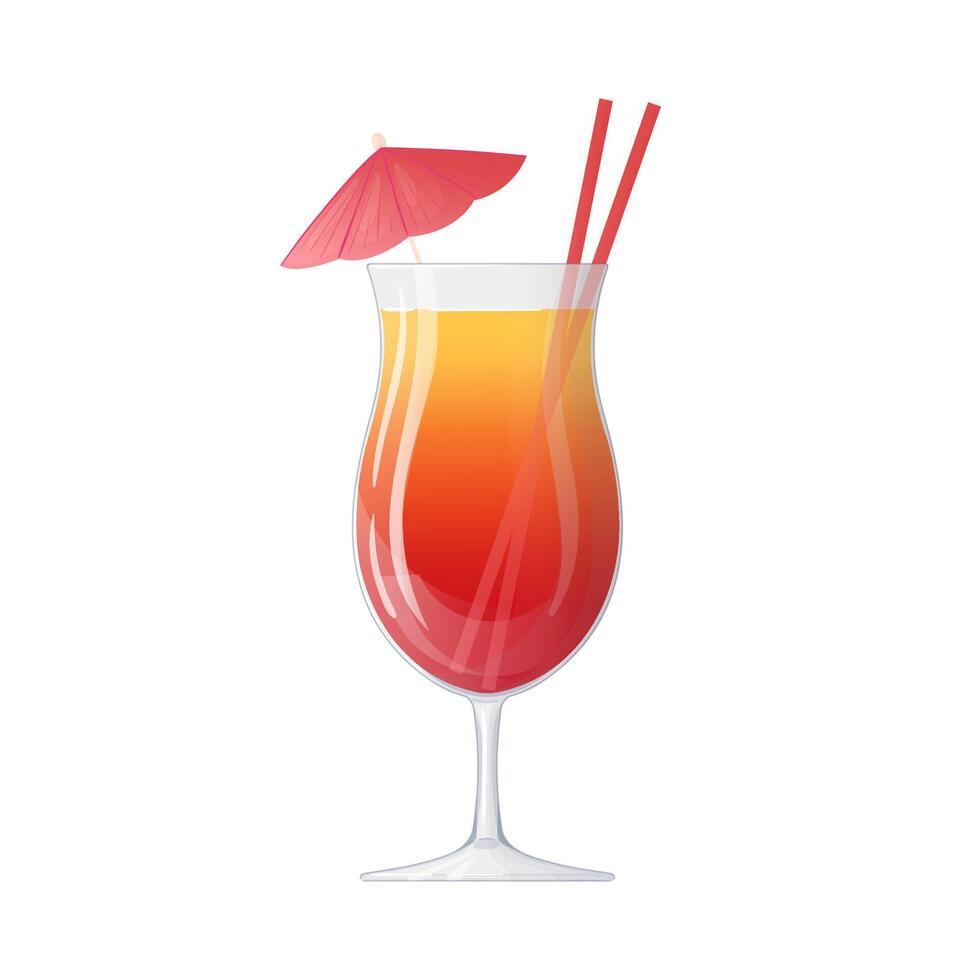 cocktail sex on the beach. alcoholic drink, hand drawn in cartoon style. vector