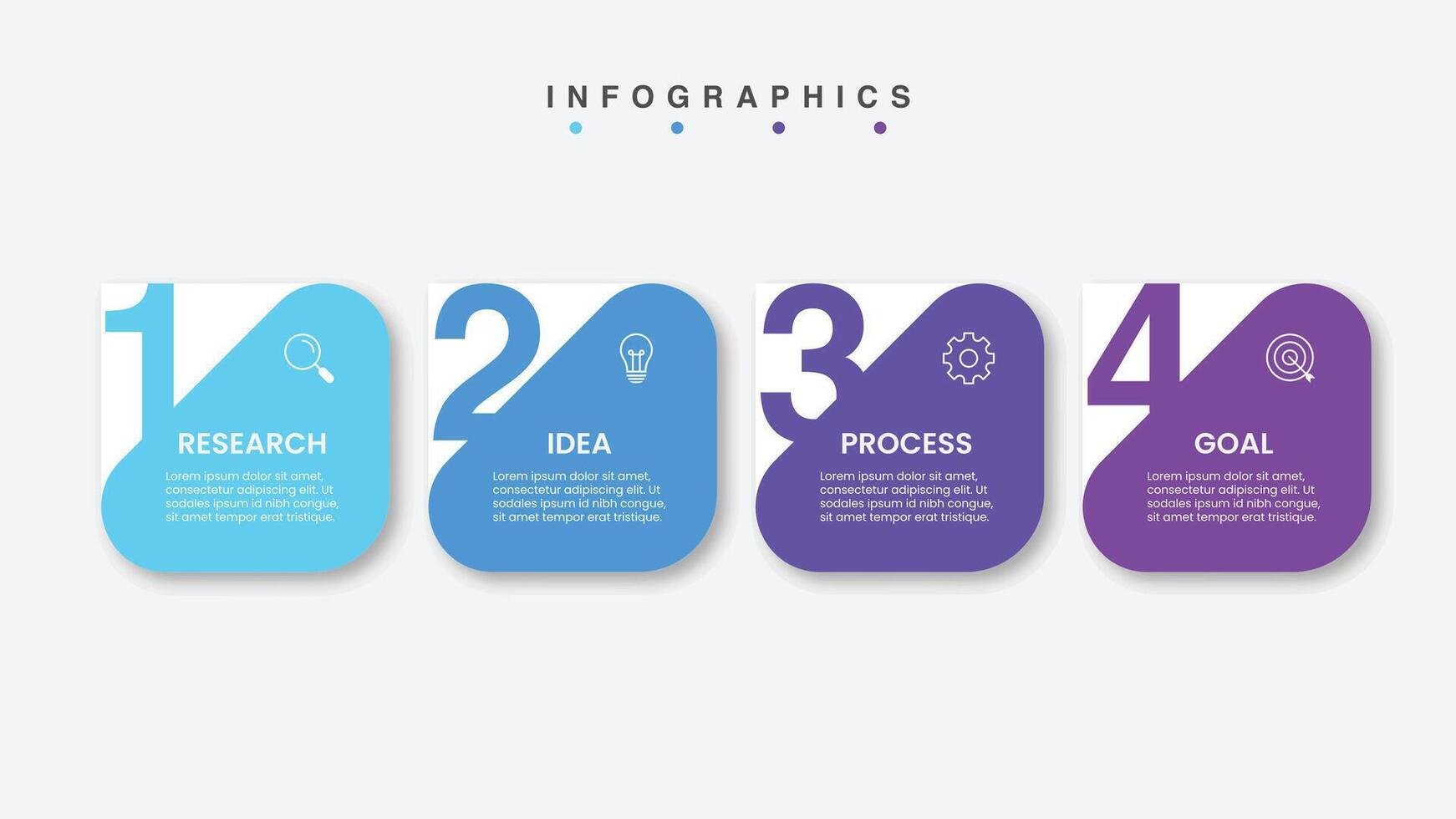 infografía diseño negocio modelo con íconos y 4 4 opciones o pasos. vector