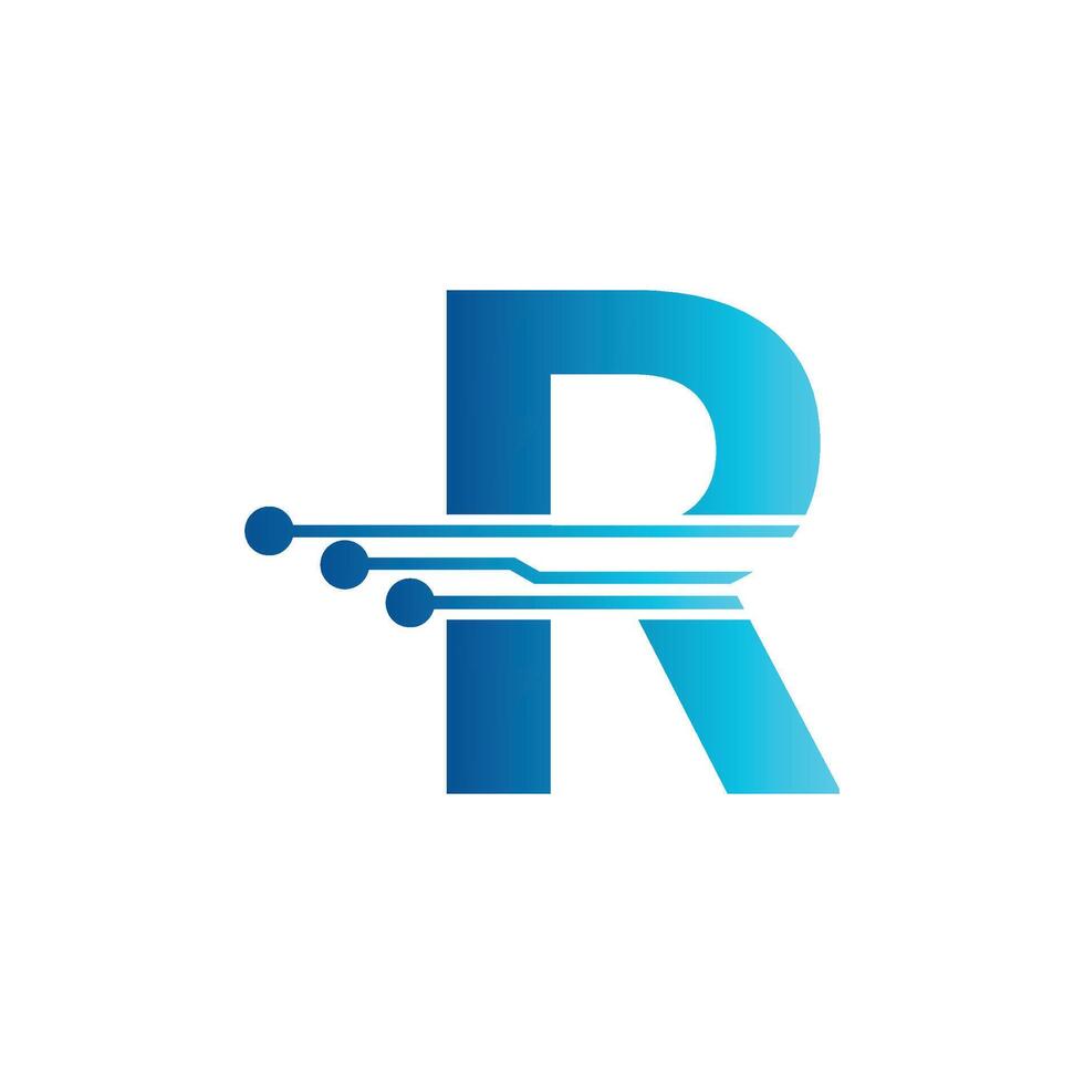 R letter tech logo, initial R for technology symbol vector