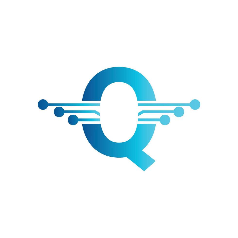 q letra tecnología logo, inicial q para tecnología símbolo vector