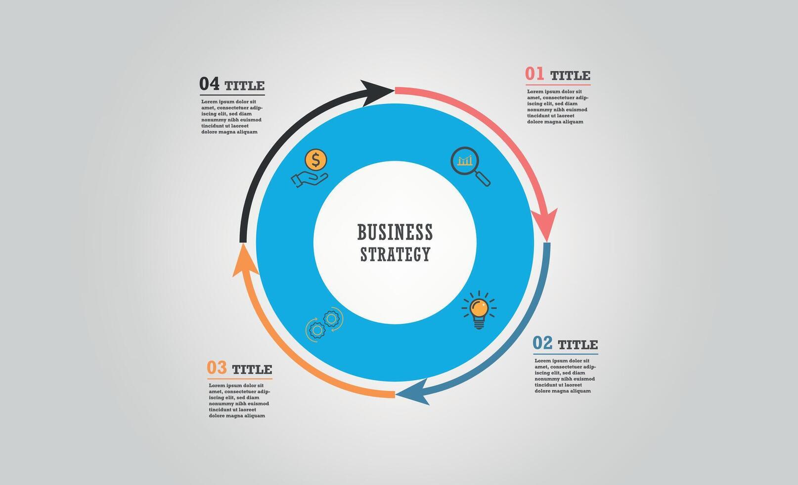 Pie chart of percentage infographics. Element of graph, diagram with 4 options - parts, processes, timeline. business template for presentation. vector