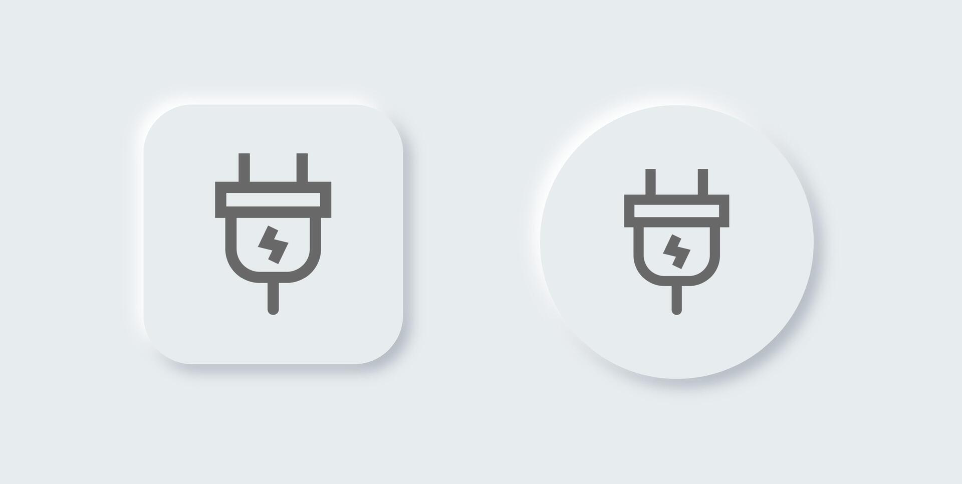 Socket line icon in neomorphic design style. Power plug signs illustration. vector