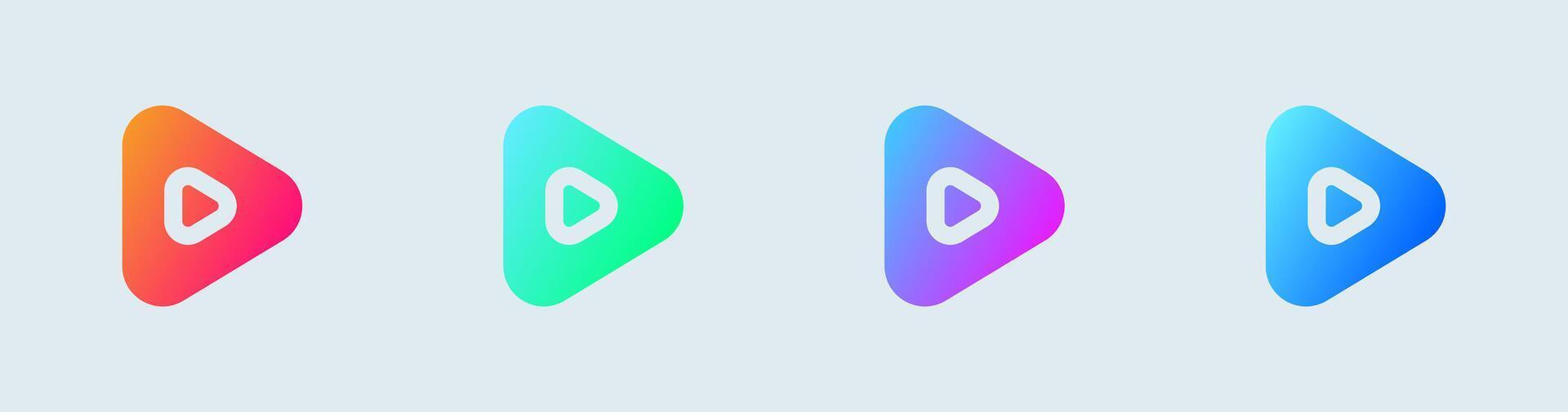 Play button solid icon in gradient colors. Media player signs illustration. vector