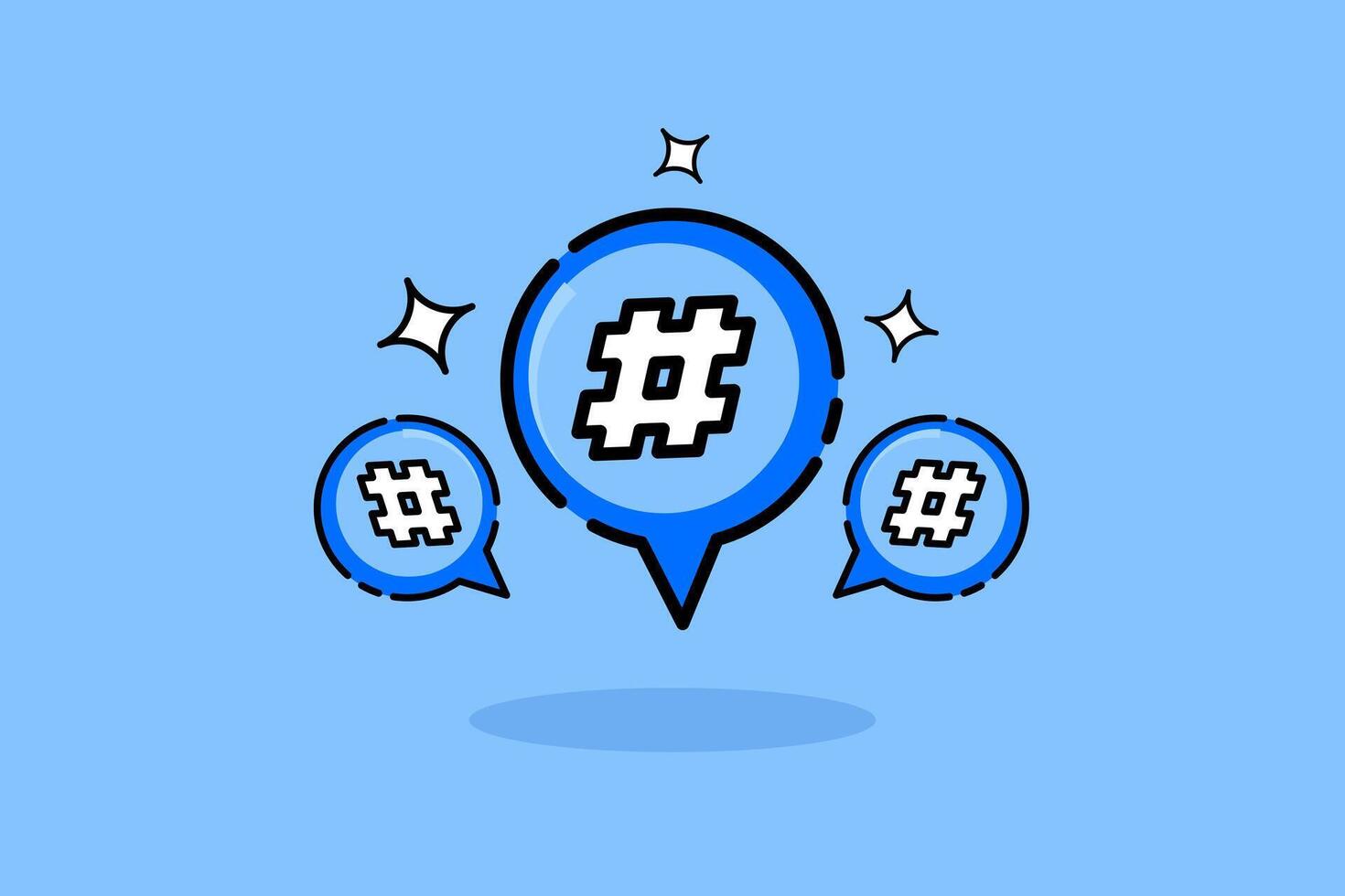 Emoticons with hastag symbol. Social media background. vector