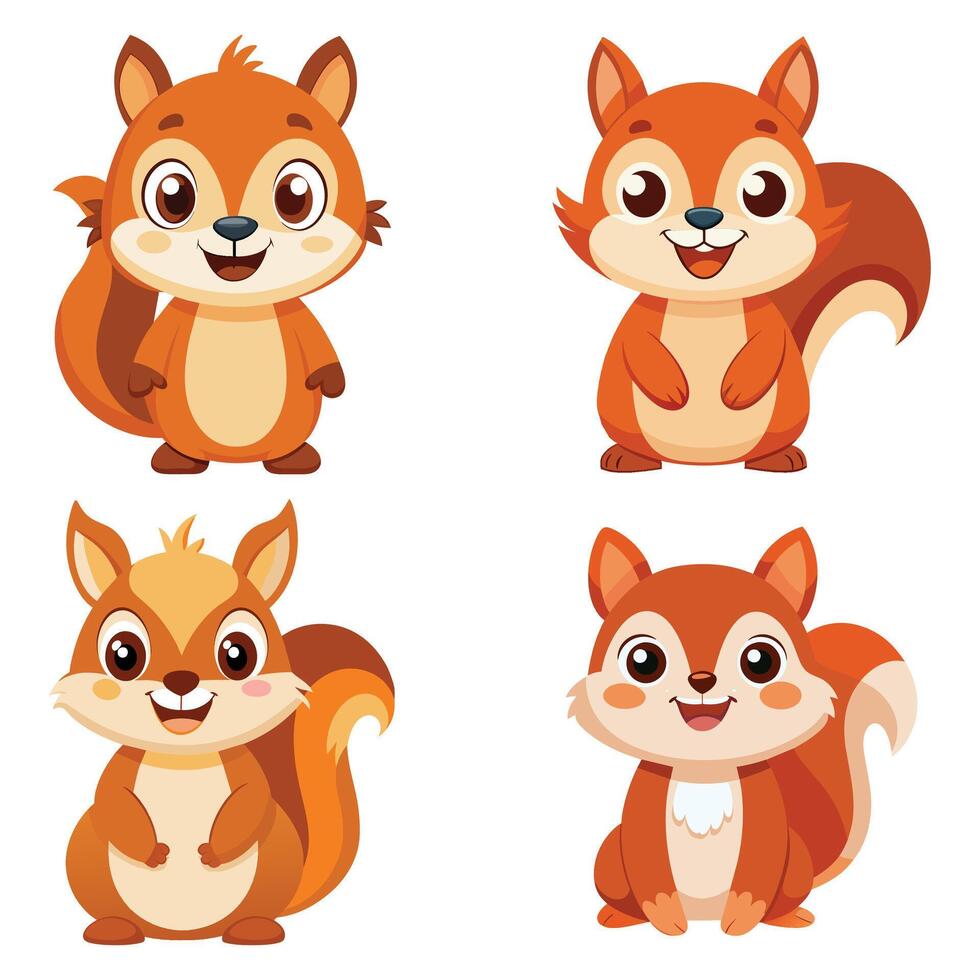 cartoon squirrels illustration vector