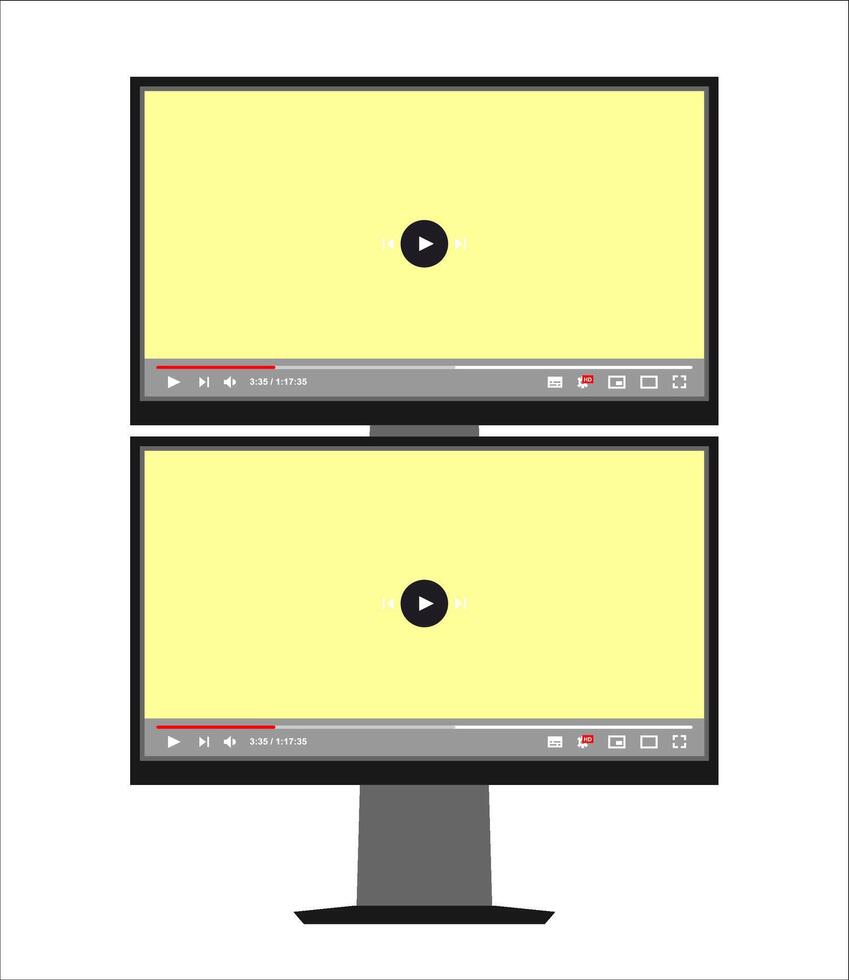 computadora escritorio jugador monitor pantalla Bosquejo. ordenador personal social medios de comunicación interfaz. jugando burlarse de s en línea. suscribir botón. monitor pantalla Bosquejo ilustración con jugador interfaz. vector