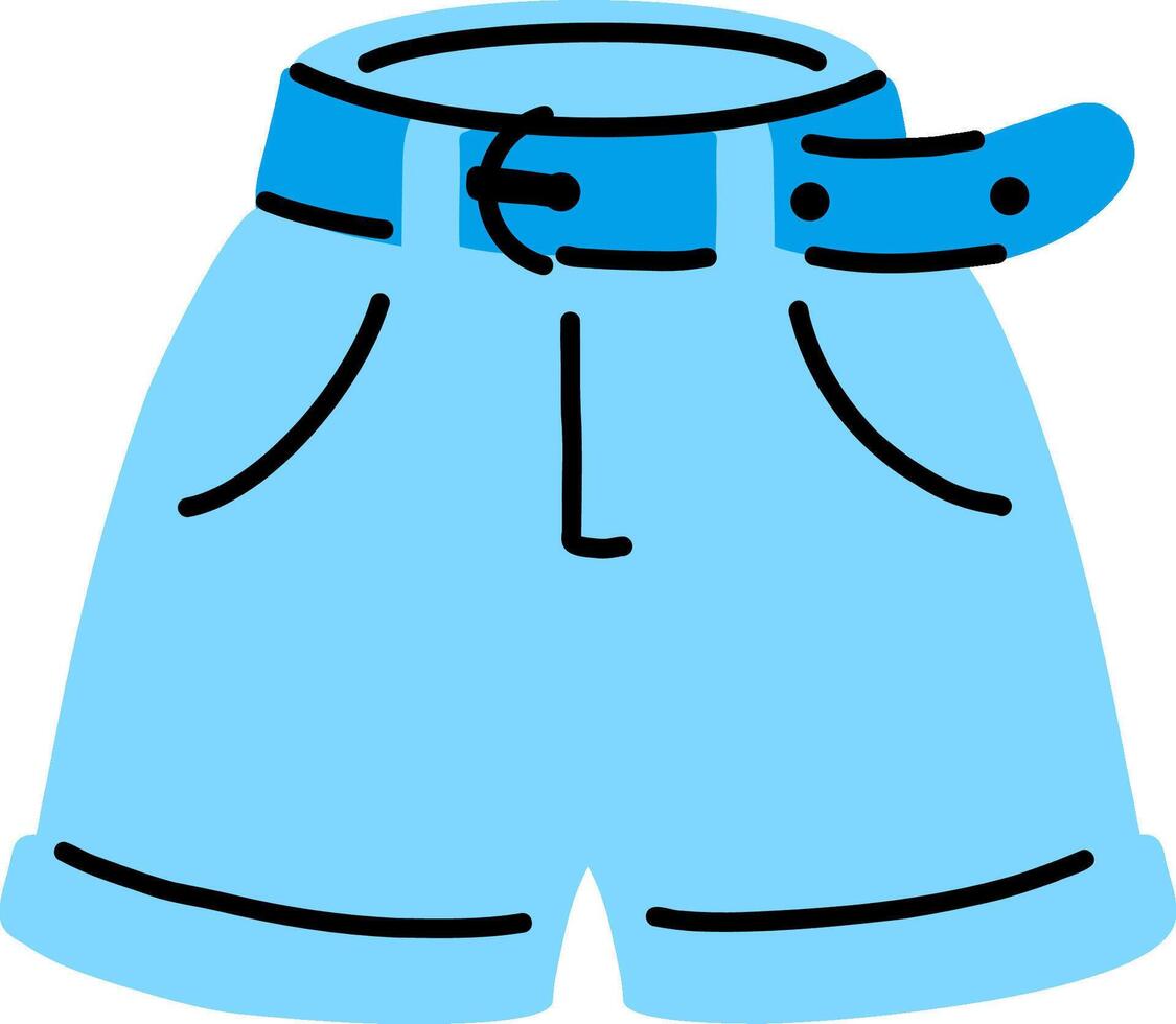 Blue women shorts in style of 1990 or 2000. vector