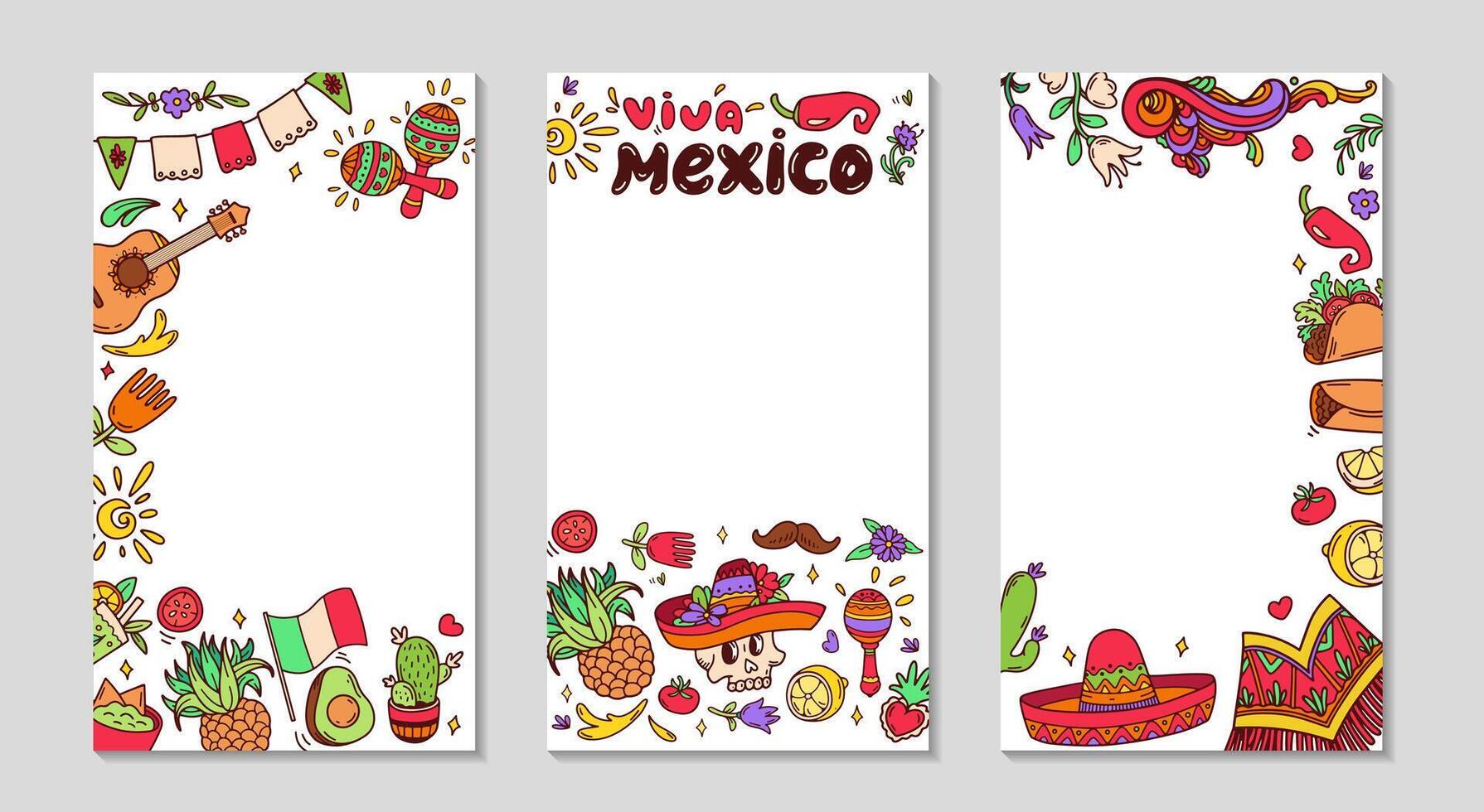 mexicano festivo marco para social medios de comunicación. largo saludo cuentos enviar colocar. antecedentes para venta, promociones, visual diseño. celebracion vertical texto plantillas para fotos y s. ilustración. vector