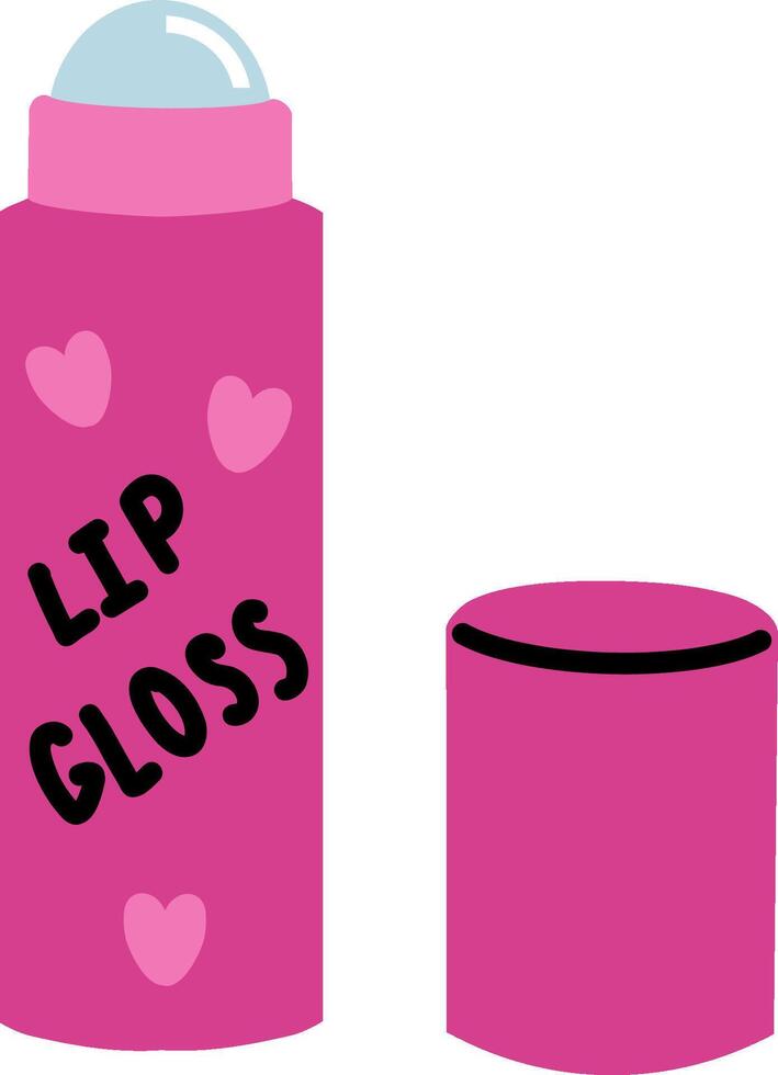 Pink feminine lip gloss. Illustration in style of 2000s. vector