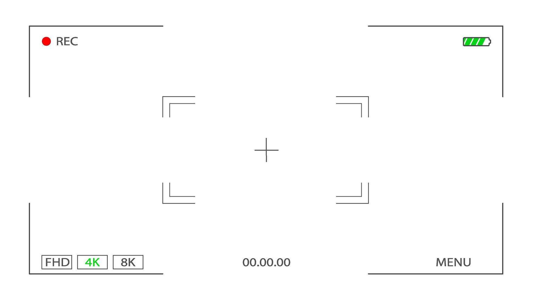 Digital recorder screen template. Cinema rec viewing screen. Digital screen focus, transparent background. illustration vector