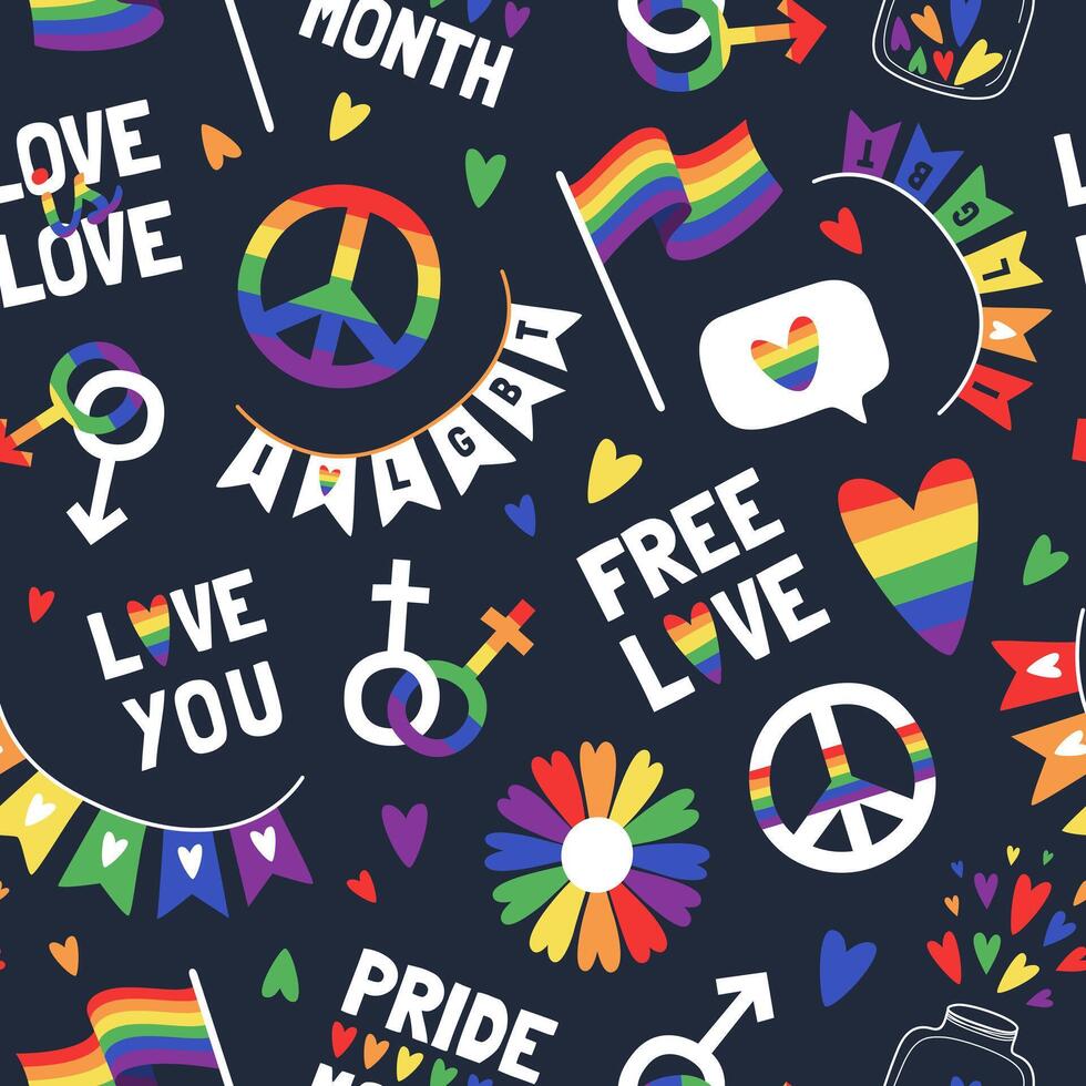 Lgbt seamless pattern. illustration for pride month. Rainbow flag. vector