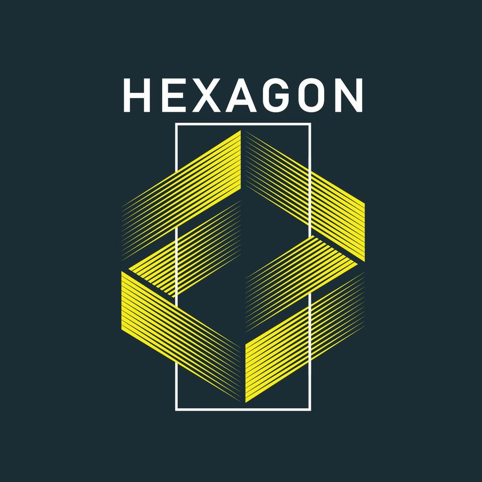 Hexagon graphic tees illustration design, vintage typography vector