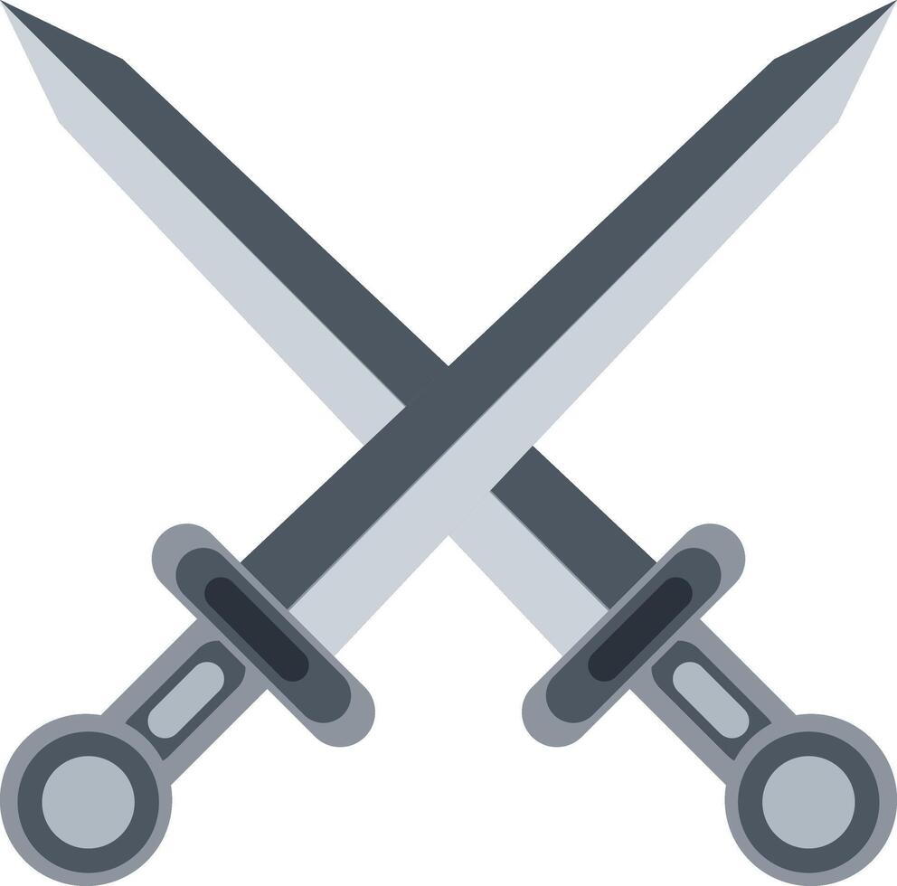 Two swords isolated on a white background in cartoon style in graphic vector