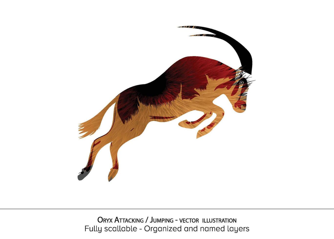 orix agresor - orix saltando ilustración - detallado - realista animales - organizado capas y animación Listo . vector