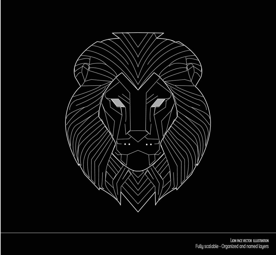 león cara línea Arte ilustración - detallado ilustración de león cara - organizado y llamado capas. animación Listo vector