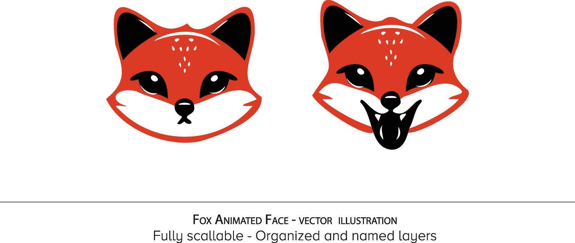 Fox Animated Face - illustration vector