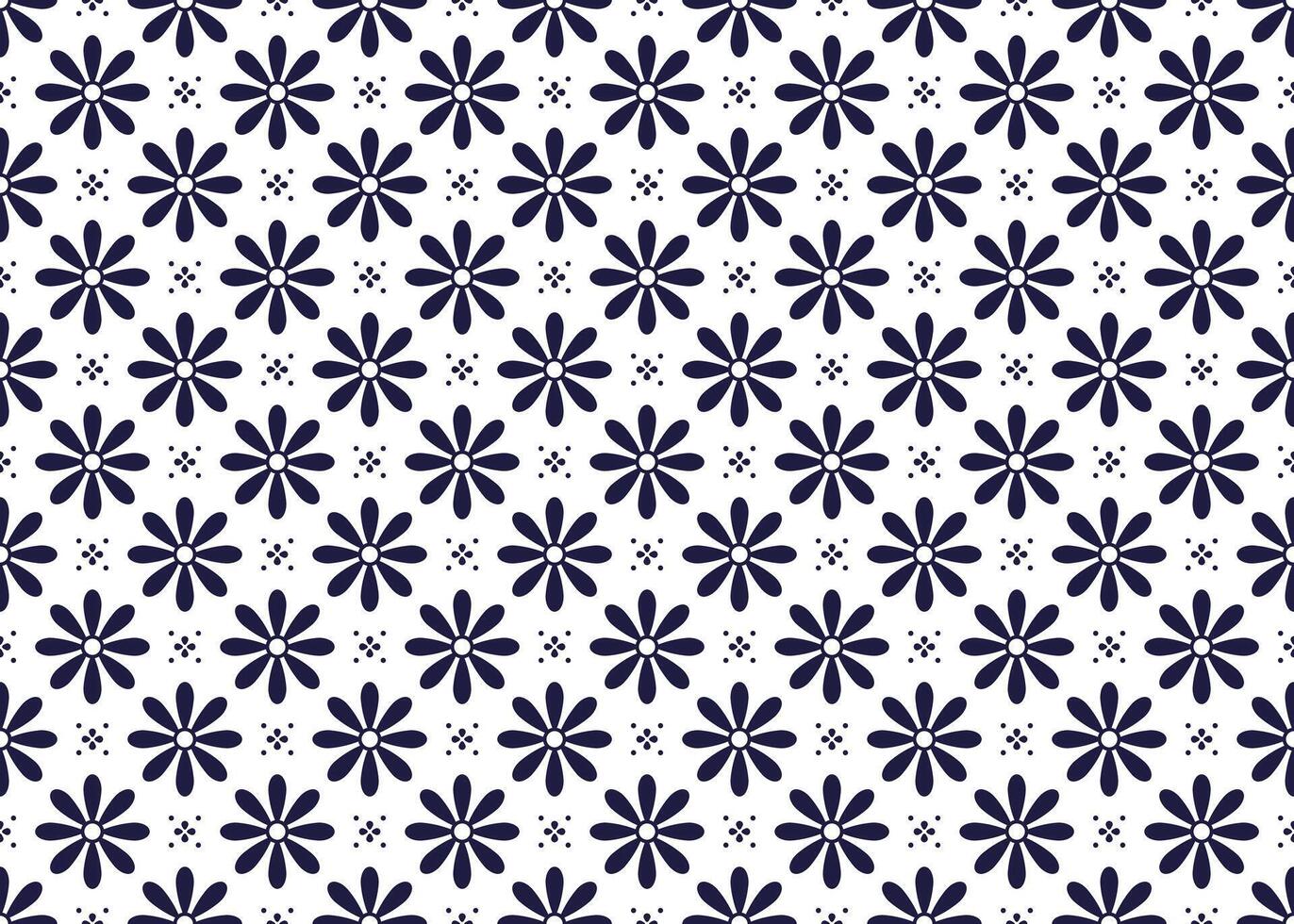 Symbol dark blue floral seamless pattern on a white background vector