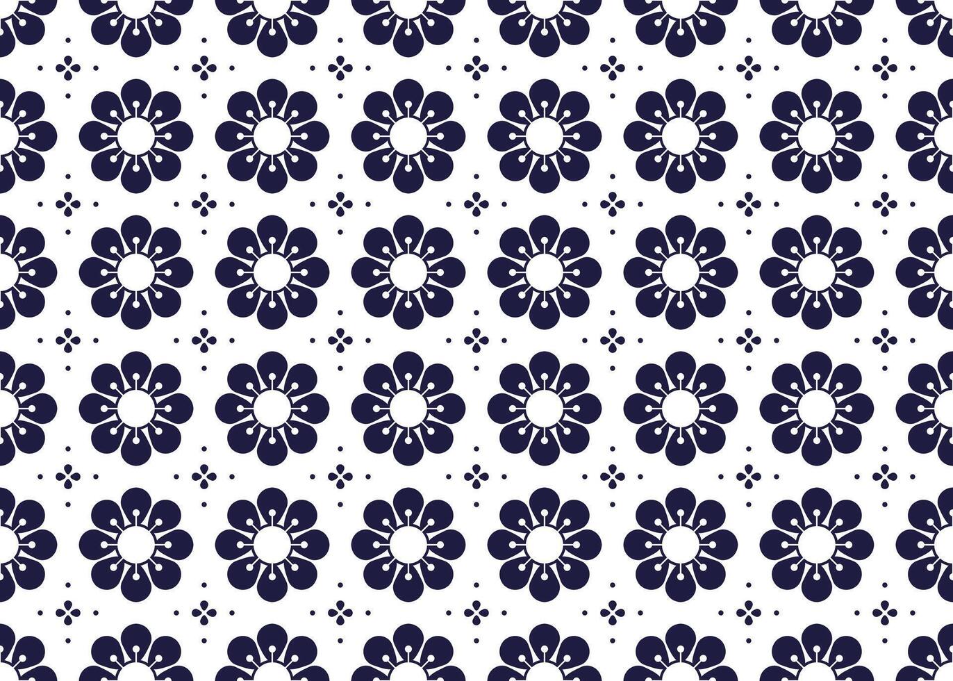 Symbol geometric dark blue flowers on white background seamless fabric ethnic pattern for cloth carpet wallpaper wrapping etc. vector
