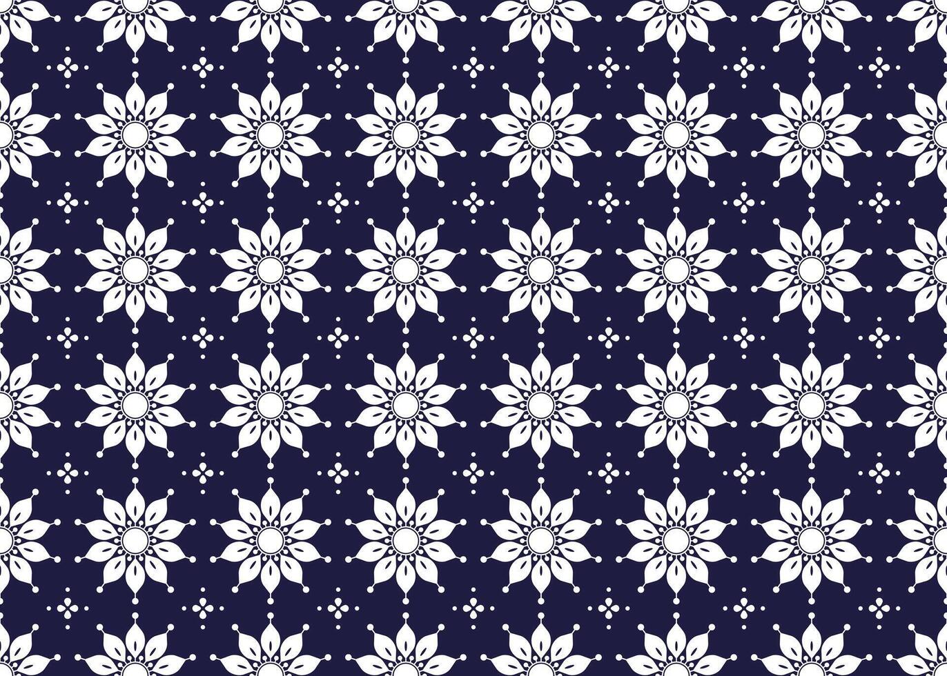 Symbol white floral seamless pattern on a dark blue background vector